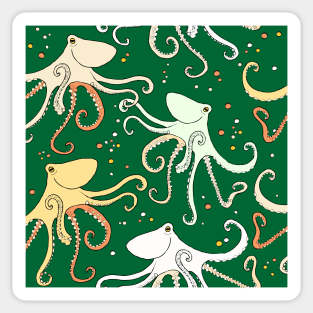 happy octopus on green Sticker